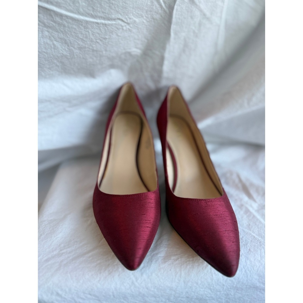 Nine West Elsmore Burgundy Textile Pointed Toe Pumps Heels Womens 9M